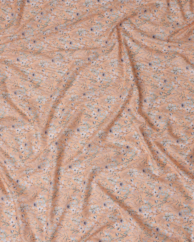 Peach Apricot Floral Lawn Fabric 110cm