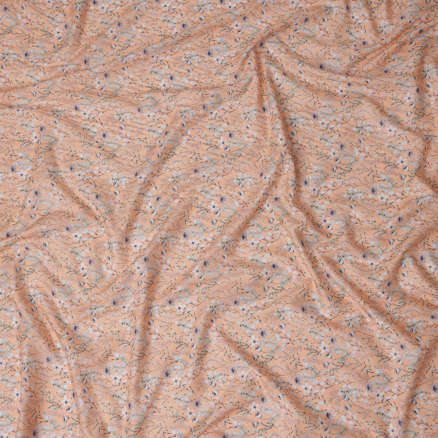 Peach Apricot Floral Lawn Fabric 110cm