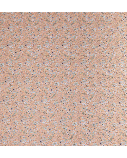 Peach Apricot Floral Lawn Fabric 110cm