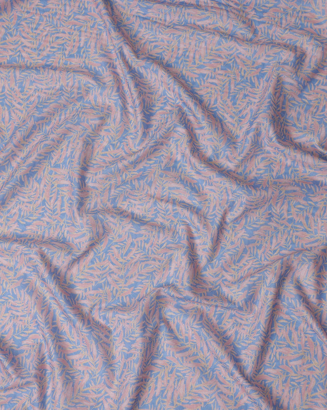 Cornflower Blue Leaf Lawn Fabric 110cm