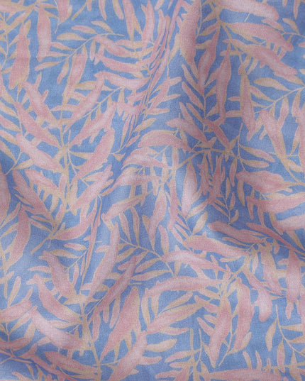Cornflower Blue Leaf Lawn Fabric 110cm