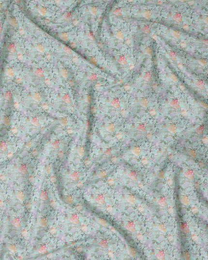 Mint Green Floral Lawn Fabric 110cm