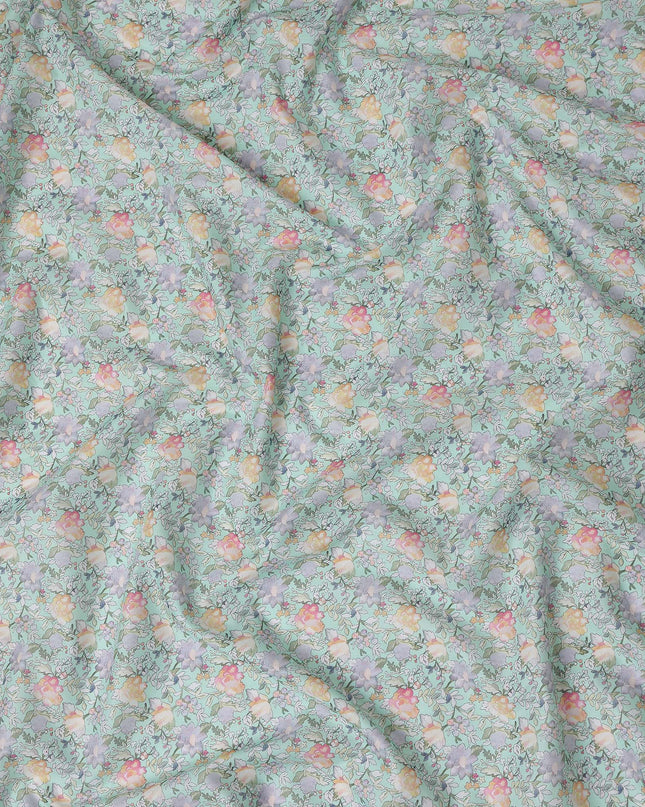 Mint Green Floral Lawn Fabric 110cm