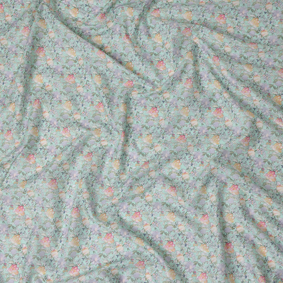 Mint Green Floral Lawn Fabric 110cm