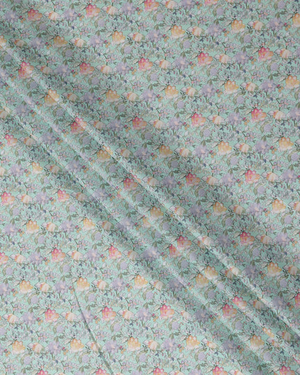 Mint Green Floral Lawn Fabric 110cm