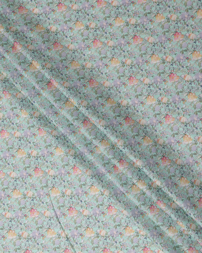 Mint Green Floral Lawn Fabric 110cm