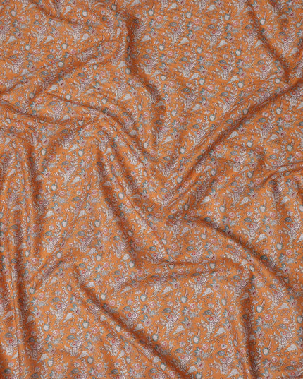 Marigold Orange Floral Lawn Fabric 110cm
