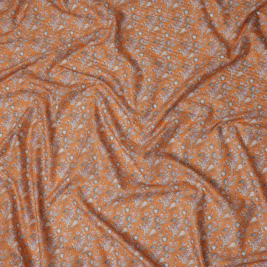 Marigold Orange Floral Lawn Fabric 110cm