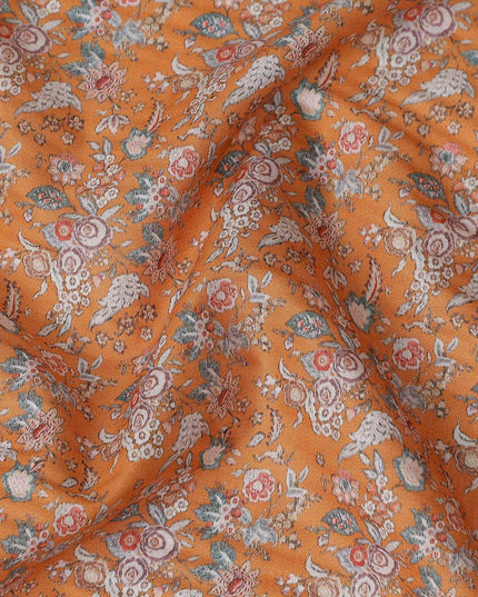 Marigold Orange Floral Lawn Fabric 110cm