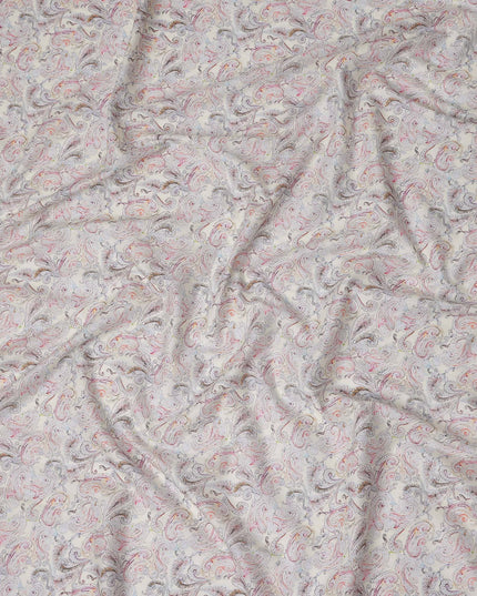 Cream Beige Paisley Lawn Fabric 110cm