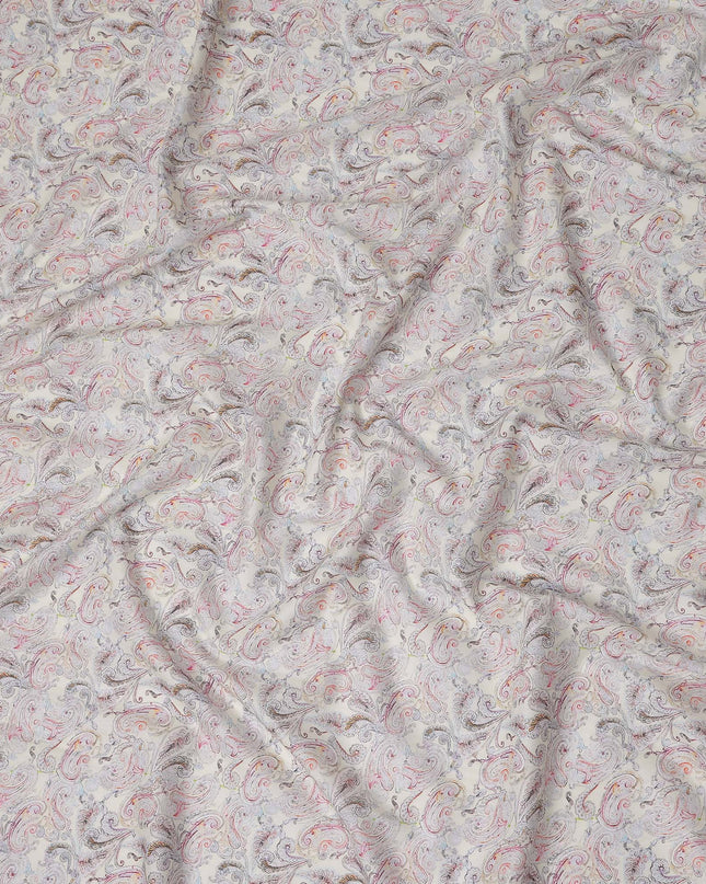 Cream Beige Paisley Lawn Fabric 110cm