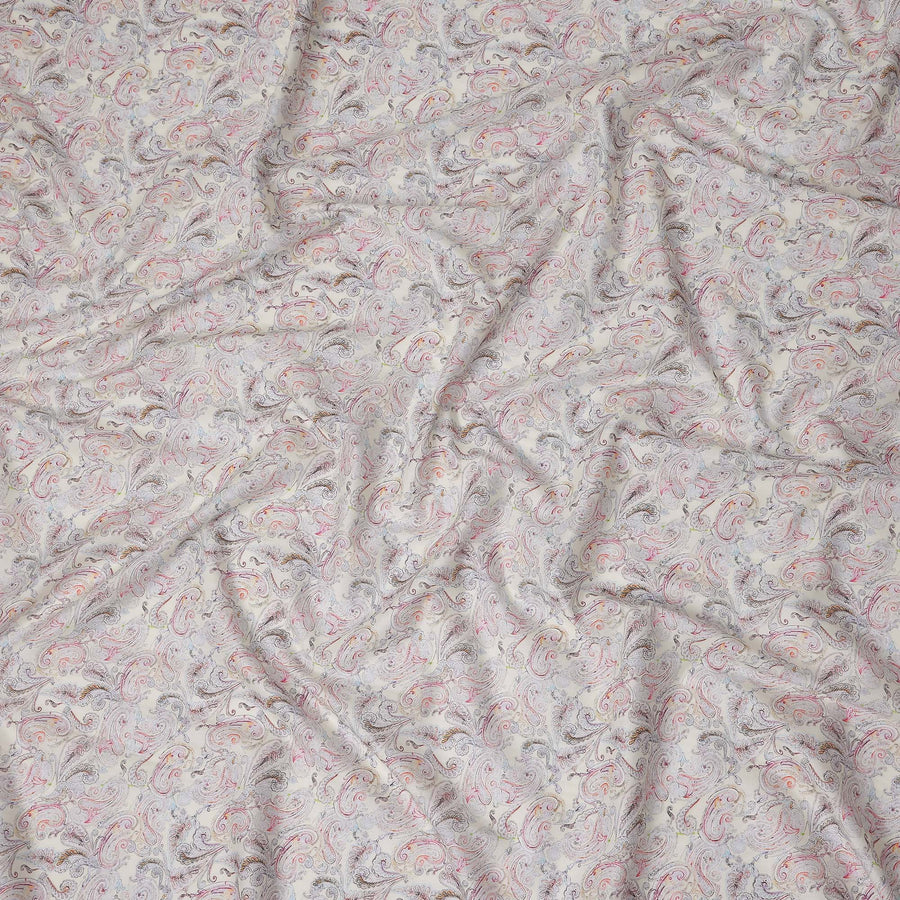 Cream Beige Paisley Lawn Fabric 110cm