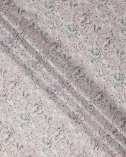 Cream Beige Paisley Lawn Fabric 110cm
