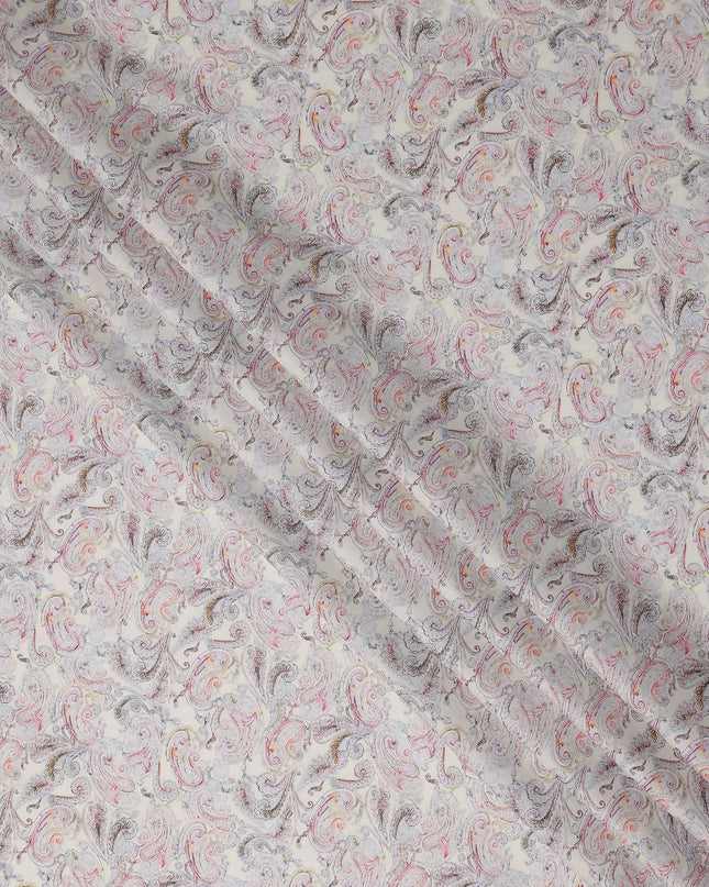 Cream Beige Paisley Lawn Fabric 110cm