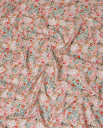 Mint Green Floral Lawn Fabric 110cm