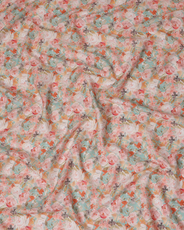 Mint Green Floral Lawn Fabric 110cm