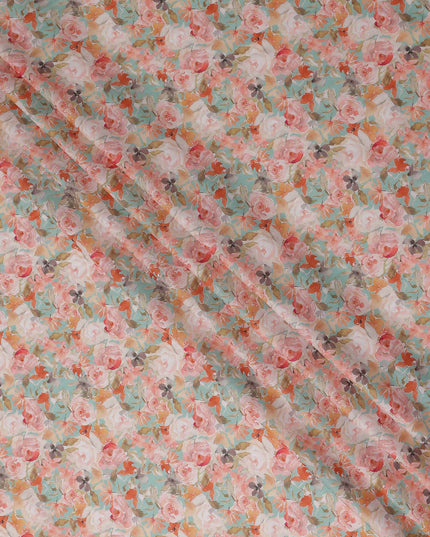 Mint Green Floral Lawn Fabric 110cm