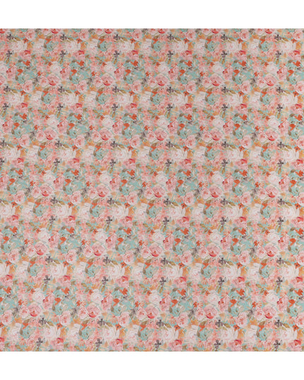 Mint Green Floral Lawn Fabric 110cm