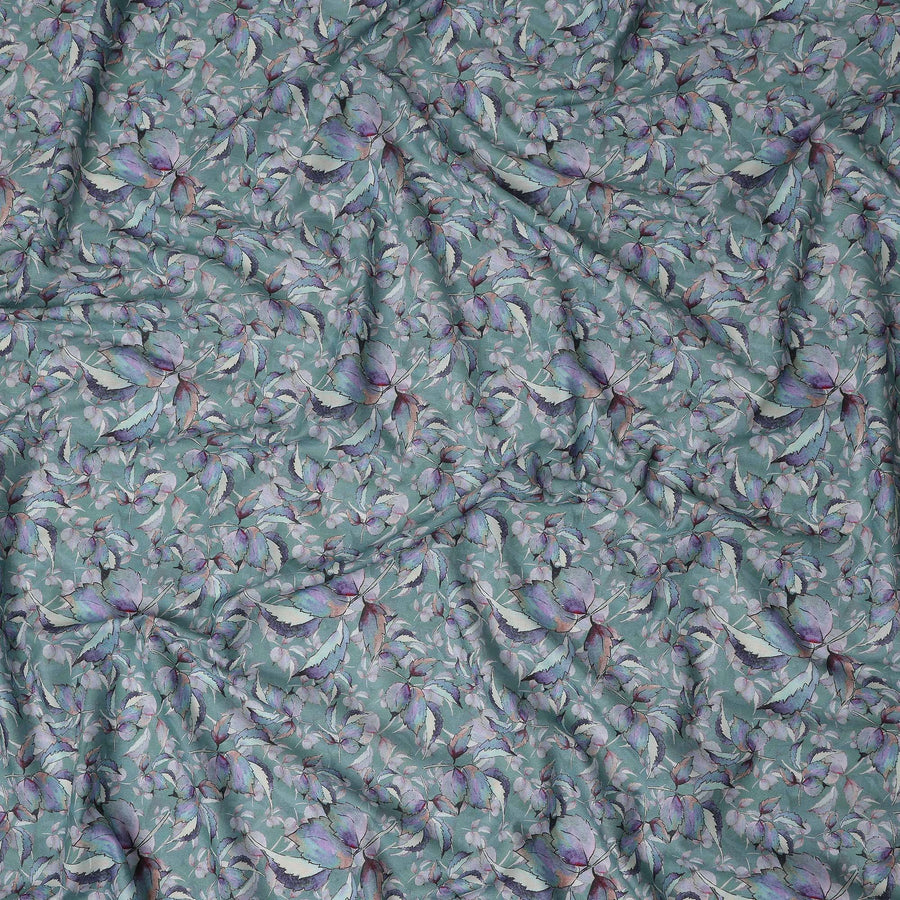 Sage Green Leaf Lawn Fabric 110cm