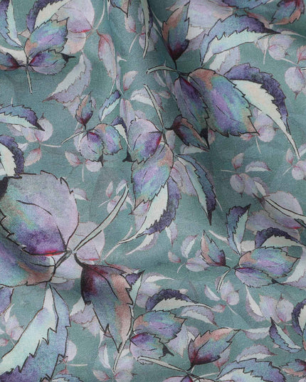 Sage Green Leaf Lawn Fabric 110cm