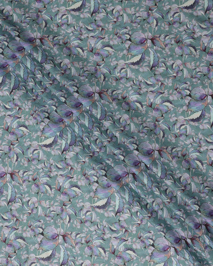 Sage Green Leaf Lawn Fabric 110cm