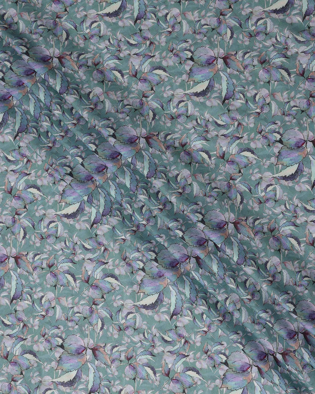 Sage Green Leaf Lawn Fabric 110cm