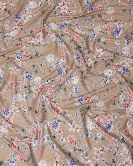 Warm Beige Floral Lawn Fabric 110cm
