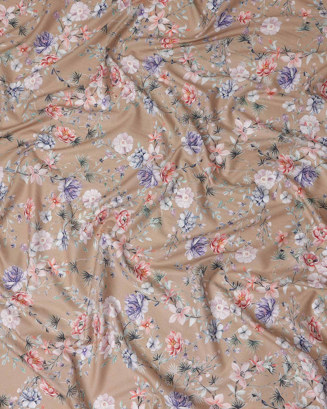 Warm Beige Floral Lawn Fabric 110cm