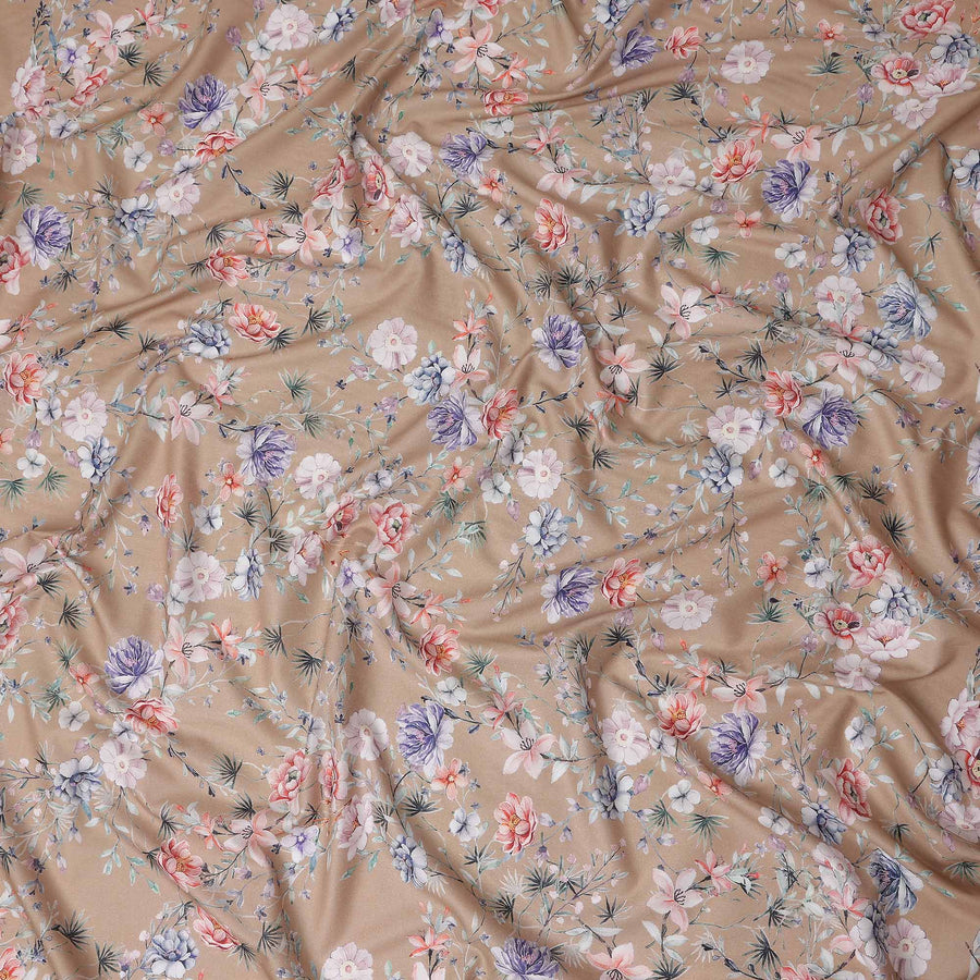 Warm Beige Floral Lawn Fabric 110cm