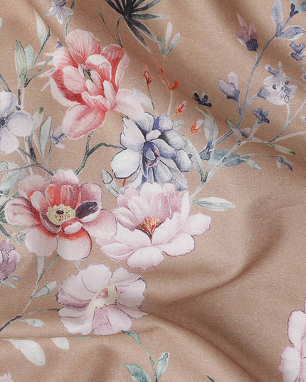 Warm Beige Floral Lawn Fabric 110cm