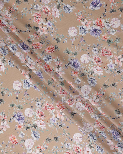 Warm Beige Floral Lawn Fabric 110cm