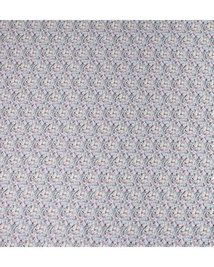 Ivory White Floral Lawn Fabric 110cm