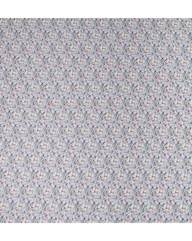 Ivory White Floral Lawn Fabric 110cm