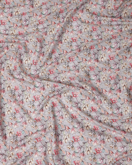 Dove Grey Floral Lawn Fabric 110cm