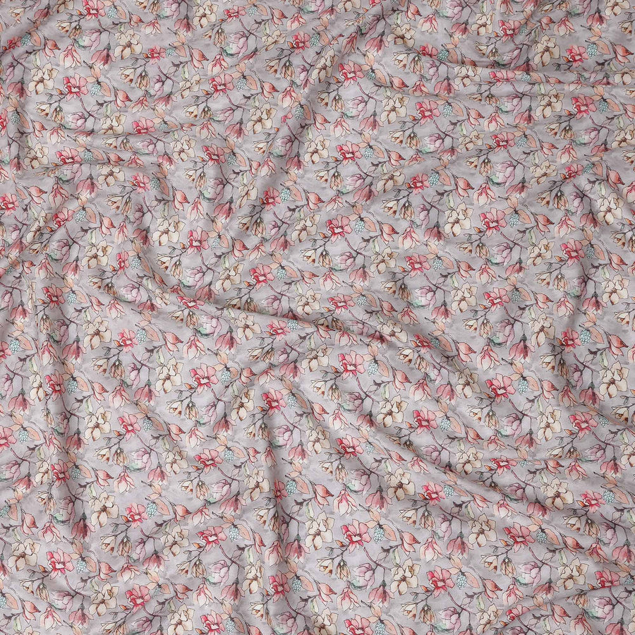 Dove Grey Floral Lawn Fabric 110cm