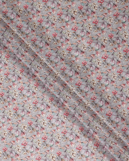 Dove Grey Floral Lawn Fabric 110cm