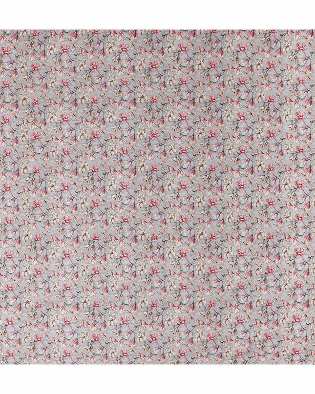 Dove Grey Floral Lawn Fabric 110cm