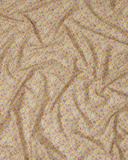 Golden Yellow Floral Lawn Fabric 110cm