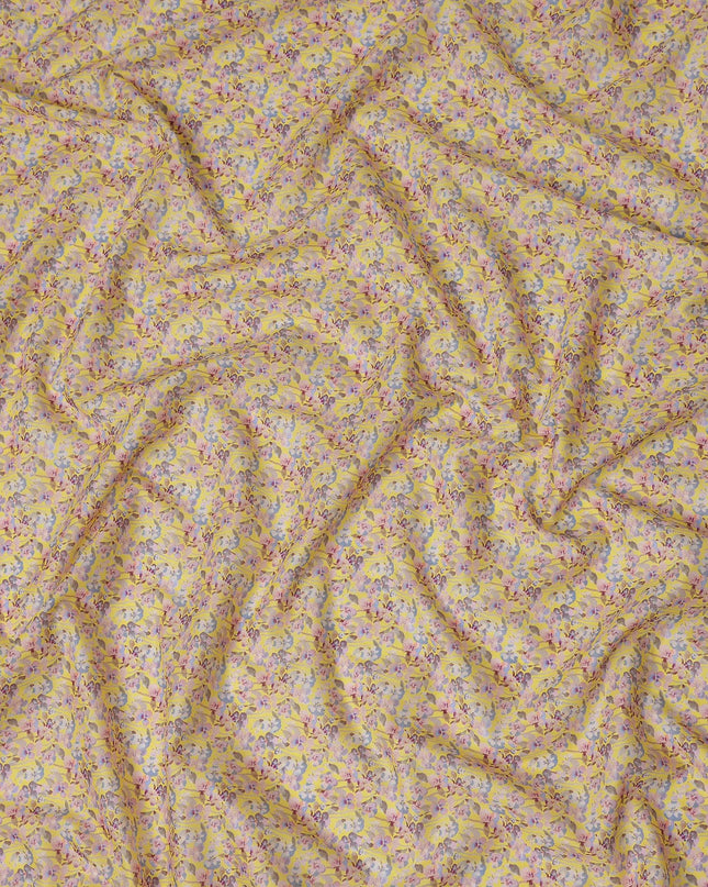 Golden Yellow Floral Lawn Fabric 110cm