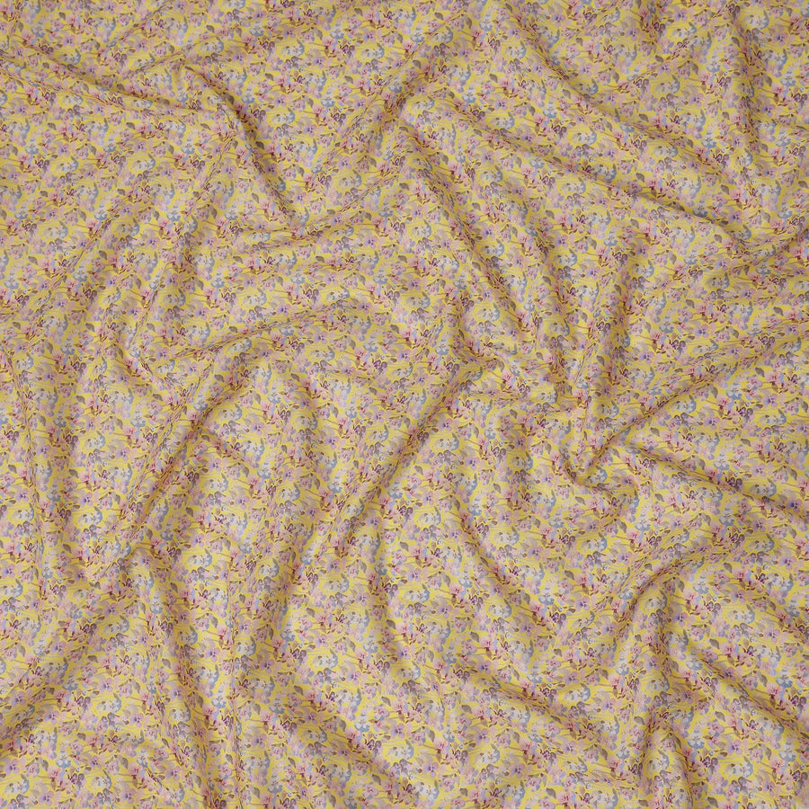Golden Yellow Floral Lawn Fabric 110cm