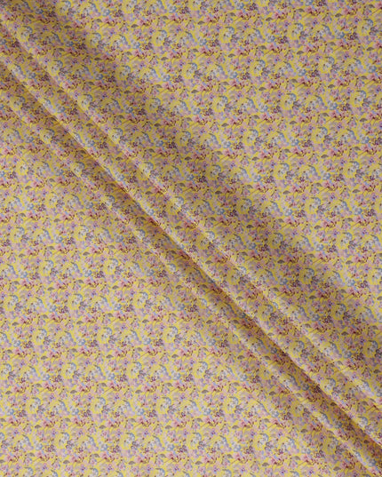 Golden Yellow Floral Lawn Fabric 110cm