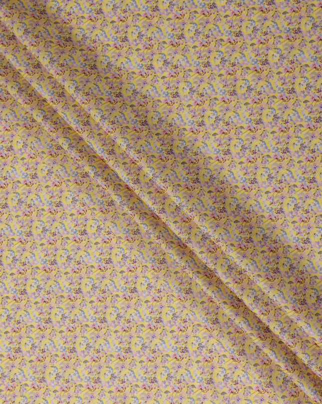 Golden Yellow Floral Lawn Fabric 110cm