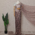 Dusty Rose Floral French Chantilly Lace Saree