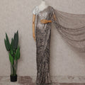 Bronze Pewter Floral French Chantilly Lace Saree
