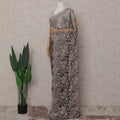 Bronze Pewter Floral French Chantilly Lace Saree