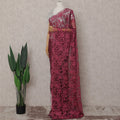Raspberry Magenta Floral French Chantilly Lace Saree