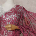Raspberry Magenta Floral French Chantilly Lace Saree