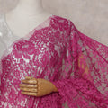 Rani Fuchsia Floral French Chantilly Lace Saree