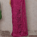 Rani Fuchsia Floral French Chantilly Lace Saree