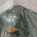 Bottle Green Floral French Chantilly Lace Saree